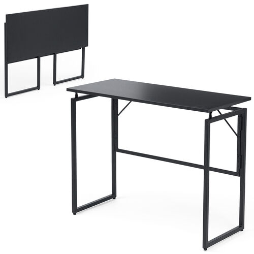 折りたたみデスク（折りたたみテーブル・コンパクトデスク・省スペース・リビング学習・幅90cm・奥行40cm・ブラック）