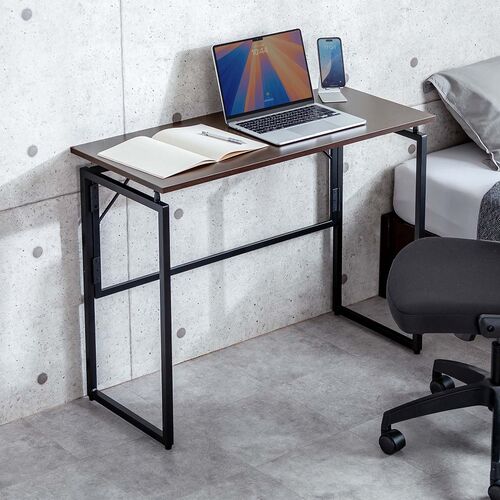 折りたたみデスク（折りたたみテーブル・コンパクトデスク・省スペース・リビング学習・幅90cm・奥行40cm・ブラウン）