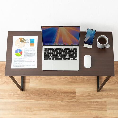 折りたたみデスク（折りたたみテーブル・コンパクトデスク・省スペース・リビング学習・幅90cm・奥行40cm・ブラウン）