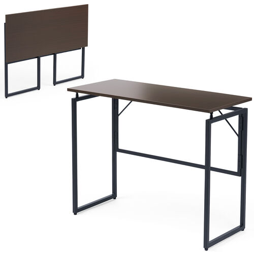 折りたたみデスク（折りたたみテーブル・コンパクトデスク・省スペース・リビング学習・幅90cm・奥行40cm・ブラウン）