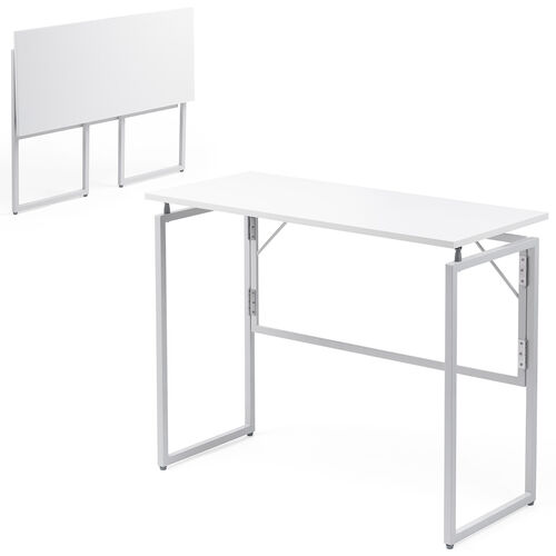 折りたたみデスク（折りたたみテーブル・コンパクトデスク・省スペース・リビング学習・幅90cm・奥行40cm・ホワイト）