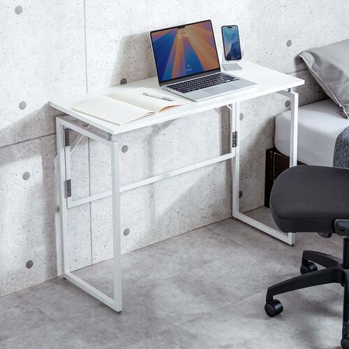 折りたたみデスク（折りたたみテーブル・コンパクトデスク・省スペース・リビング学習・幅90cm・奥行40cm・ホワイト）