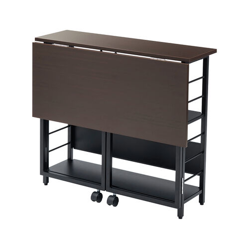 折りたたみデスク（折りたたみテーブル・コンパクトデスク・リビング学習・収納棚・省スペース・幅80cm・奥行60cm・棚つき・多機能テーブル・ブラウン）