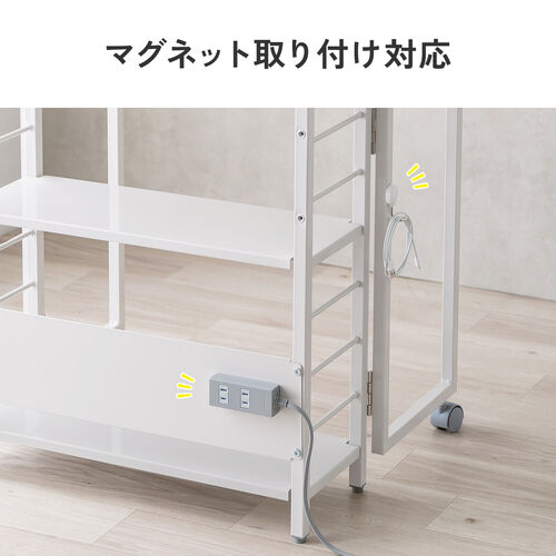 折りたたみデスク（折りたたみテーブル・コンパクトデスク・リビング学習・収納棚・省スペース・幅80cm・奥行60cm・棚つき・多機能テーブル・ホワイト）