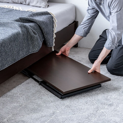 折りたたみデスク（折りたたみテーブル・コンパクトデスク・ローデスク・省スペース・リビング学習・幅90cm・奥行40cm・高さ40cm・ブラウン）