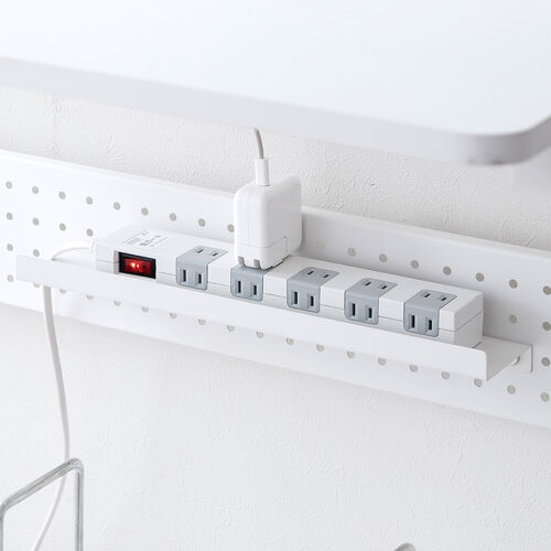 パソコンラック（パソコンデスク・横幅85cm・奥行50cm・シェルフデスク・収納棚付き・天板高さ可変・棚可変・クランプ取付・有孔ボード・ホワイト）