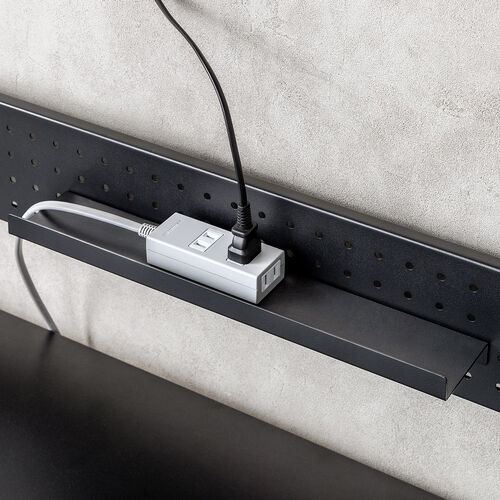 パソコンラック（パソコンデスク・横幅85cm・奥行60cm・シェルフデスク・収納棚付き・天板高さ可変・棚可変・クランプ取付・有孔ボード・ブラック）