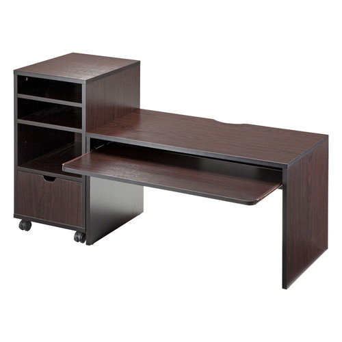 パソコンデスク（ローデスク・木製・収納付・幅85cm・奥行45cm・ダーク