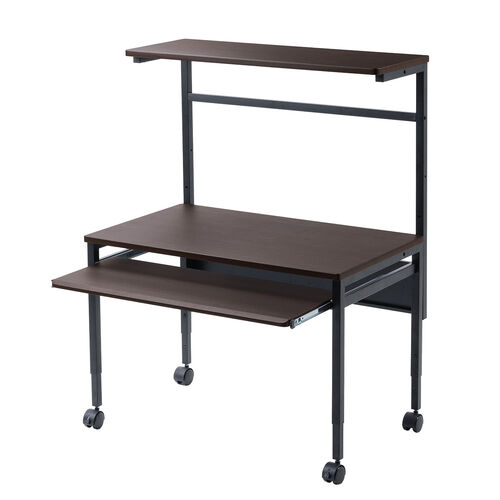 ローデスク（座デスク・パソコンデスク・高さ可変・スリム・幅850mm・奥行530mm・タップトレイ・スライダー・キャスター付き）