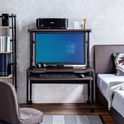 ローデスク（座デスク・パソコンデスク・高さ可変・スリム・幅850mm・奥行530mm・タップトレイ・スライダー・キャスター付き）