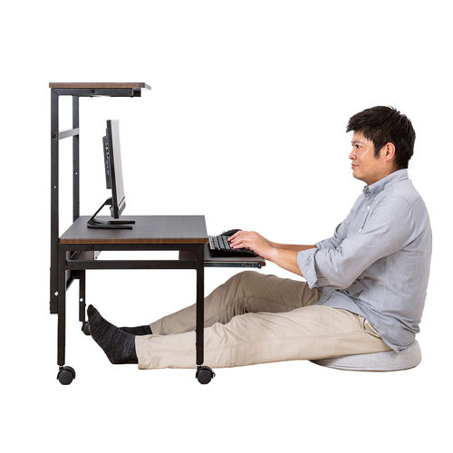 ローデスク（座デスク・パソコンデスク・高さ可変・スリム・幅850mm・奥行530mm・タップトレイ・スライダー・キャスター付き）