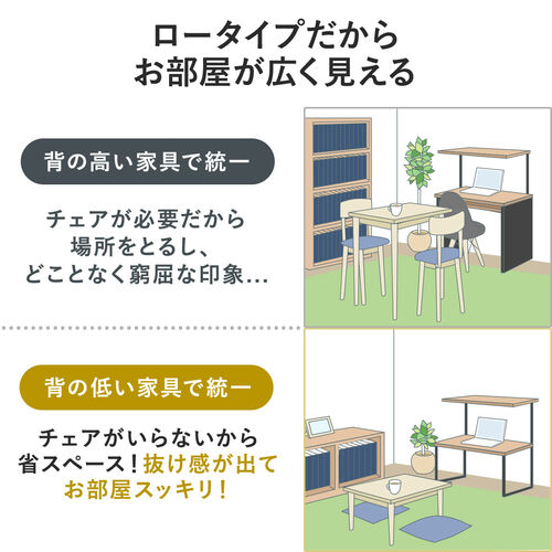 ローデスク（座デスク・パソコンデスク・高さ可変・スリム・幅850mm・奥行530mm・タップトレイ・スライダー・キャスター付き）