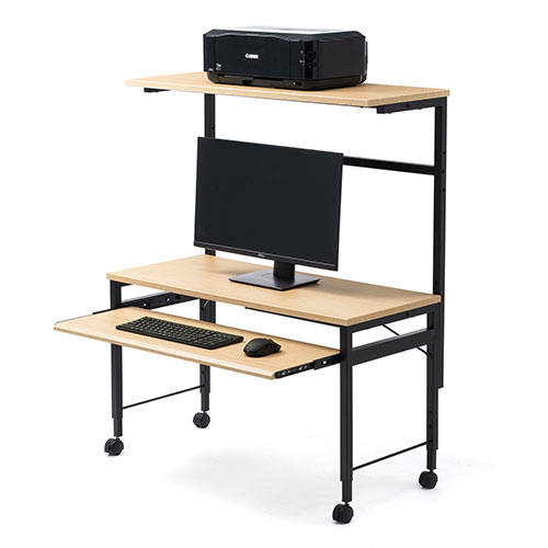 ローデスク（座デスク・パソコンデスク・高さ可変・スリム・幅900・奥行430・キャスター付き）