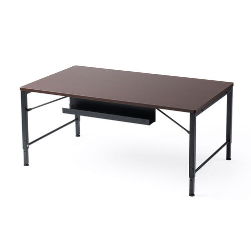 ローデスク（ローテーブル・高さ調整・5段階調整・幅100cm・奥行60cm・タップ受け・パソコンデスク・パソコンテーブル・ゲーミング・ブラウン）