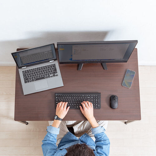 ローデスク（ローテーブル・高さ調整・5段階調整・幅100cm・奥行60cm・タップ受け・パソコンデスク・パソコンテーブル・ゲーミング・ブラウン）