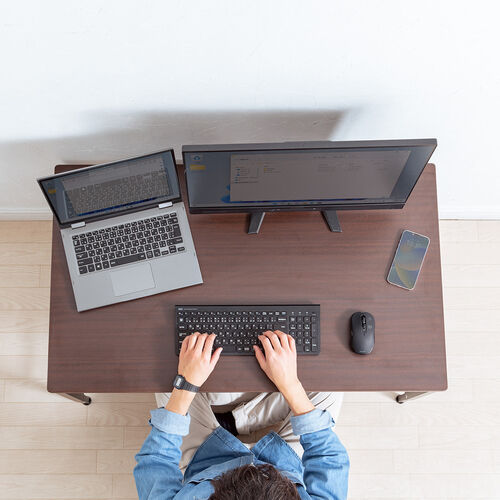 ローデスク（ローテーブル・横幅100cm・奥行60cm・高さ5段階・タップ受け・クランプ対応・ブラウン）