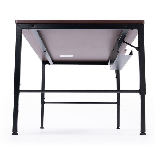 ローデスク（ローテーブル・横幅100cm・奥行60cm・高さ5段階・タップ受け・クランプ対応・ブラウン）