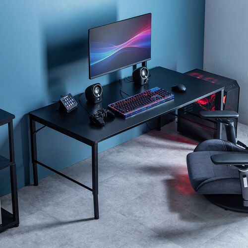 ローデスク（ローテーブル・高さ調整・5段階調整・幅120cm・奥行60cm・タップ受け・パソコンデスク・パソコンテーブル・ゲーミング・ブラック）