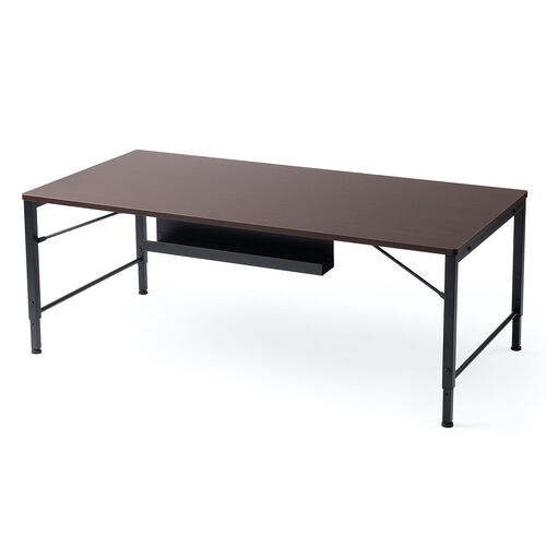 ローデスク（ローテーブル・高さ調整・5段階調整・幅120cm・奥行60cm・タップ受け・パソコンデスク・パソコンテーブル・ゲーミング・ブラウン）