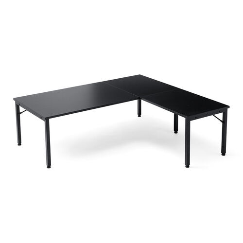 L字デスク（L字型ローデスク・パソコンデスク・木製・座デスク・コーナーデスク・高さ可変5段階・幅120cm・ブラック）