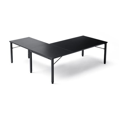 L字デスク（L字型ローデスク・パソコンデスク・木製・座デスク・コーナーデスク・高さ可変5段階・幅120cm・ブラック）