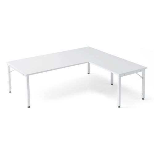 L字デスク（L字型ローデスク・パソコンデスク・木製・座デスク・コーナーデスク・高さ可変5段階・幅120cm・ホワイト）