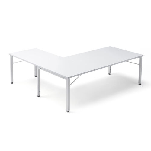 L字デスク（L字型ローデスク・パソコンデスク・木製・座デスク・コーナーデスク・高さ可変5段階・幅120cm・ホワイト）