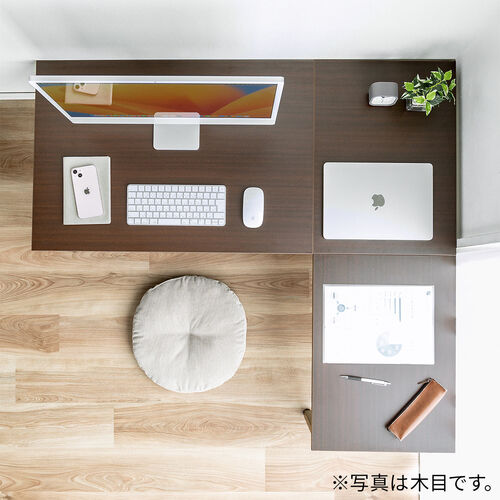 L字デスク（L字型ローデスク・パソコンデスク・木製・座デスク・コーナーデスク・高さ可変5段階・幅120cm・ホワイト）