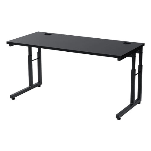ローデスク（パソコンデスク・高さ調整・高さ38cm～58cm・6段階可変・幅90cm・奥行45cm・ケーブル配線口・タップ受け・ゲーミング・勉強机・ブラック）