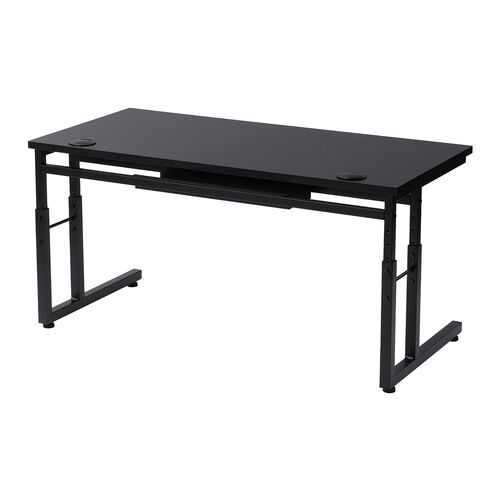 ローデスク（パソコンデスク・高さ調整・高さ38cm～58cm・6段階可変・幅90cm・奥行45cm・ケーブル配線口・タップ受け・ゲーミング・勉強机・ブラック）
