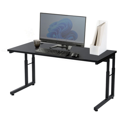 ローデスク（パソコンデスク・高さ調整・高さ38cm～58cm・6段階可変・幅90cm・奥行45cm・ケーブル配線口・タップ受け・ゲーミング・勉強机・ブラック）
