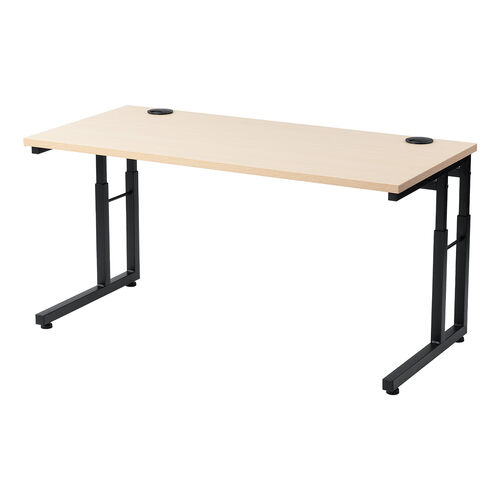 ローデスク（パソコンデスク・高さ調整・高さ38cm～58cm・6段階可変・幅90cm・奥行45cm・ケーブル配線口・タップ受け・ゲーミング・勉強机・ライトブラウン）