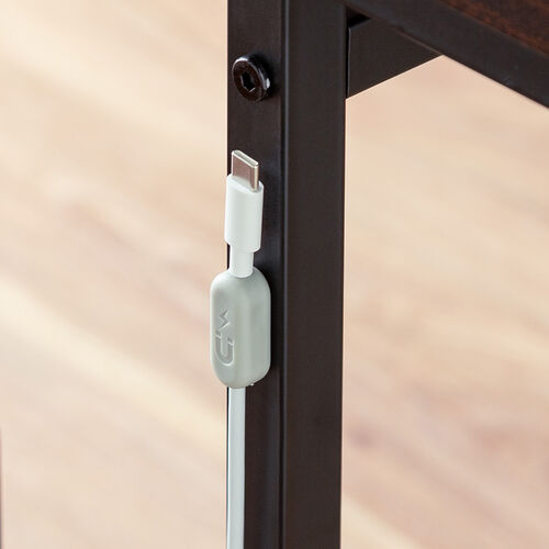 ローデスク（6段階高さ変更可能・高さ40～55cm・横幅95cm・奥行45cm・ケーブル配線口・タップ受け・アジャスタ・ライトブラウン）