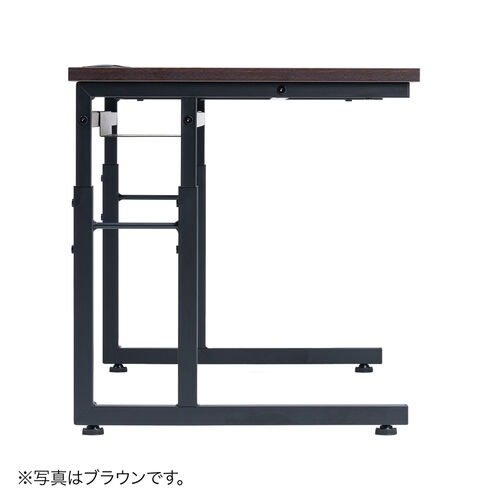 ローデスク（6段階高さ変更可能・高さ40～55cm・横幅95cm・奥行45cm・ケーブル配線口・タップ受け・アジャスタ・ライトブラウン）