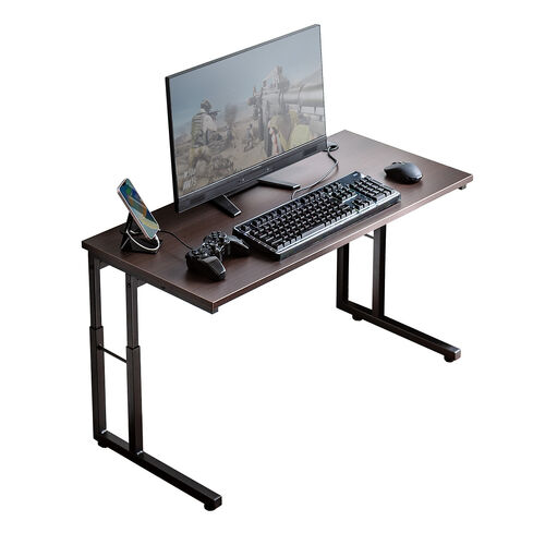 ローデスク（パソコンデスク・高さ調整・高さ38cm～58cm・6段階可変・幅90cm・奥行45cm・ケーブル配線口・タップ受け・ゲーミング・勉強机・ブラウン）