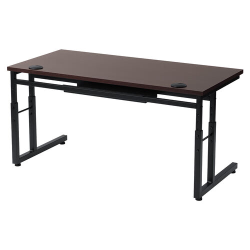 ローデスク（パソコンデスク・高さ調整・高さ38cm～58cm・6段階可変・幅90cm・奥行45cm・ケーブル配線口・タップ受け・ゲーミング・勉強机・ブラウン）