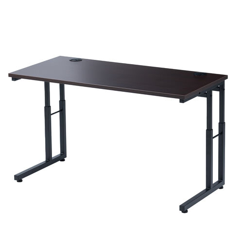 ローデスク（高さ調節可能・ケーブル配線口・パソコン・ゲーミング・アジャスタ・ブラウン） DESKL020M