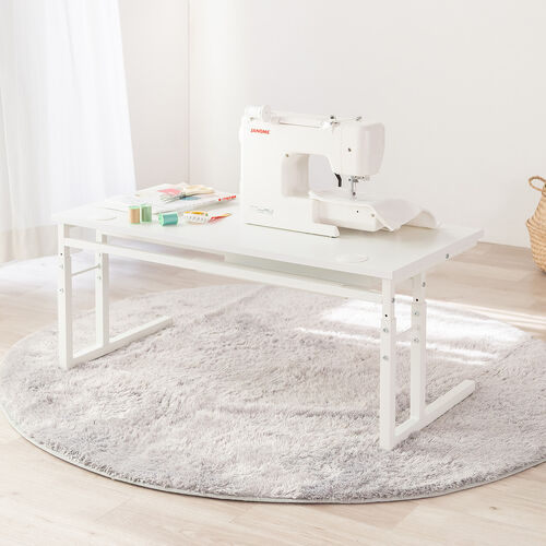 ローデスク（パソコンデスク・高さ調整・高さ38cm～58cm・6段階可変・幅90cm・奥行45cm・ケーブル配線口・タップ受け・ゲーミング・勉強机・ホワイト）