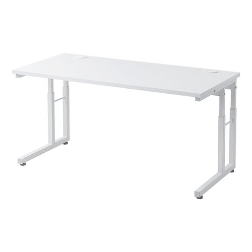 ローデスク（パソコンデスク・高さ調整・高さ38cm～58cm・6段階可変・幅90cm・奥行45cm・ケーブル配線口・タップ受け・ゲーミング・勉強机・ホワイト）