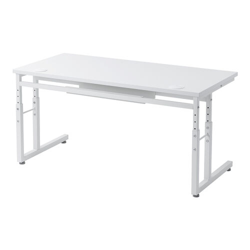 ローデスク（パソコンデスク・高さ調整・高さ38cm～58cm・6段階可変・幅90cm・奥行45cm・ケーブル配線口・タップ受け・ゲーミング・勉強机・ホワイト）