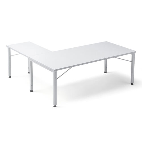 L字ローデスク（パソコンデスク・木製・座デスク・コーナーデスク・高さ可変5段階・幅105cm・ホワイト）