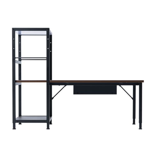 ローデスク（高さ調整・収納付き・クランプ対応・シェルフ付き・パソコン・ゲーミング・アジャスタ・ブラウン） DESKL022M