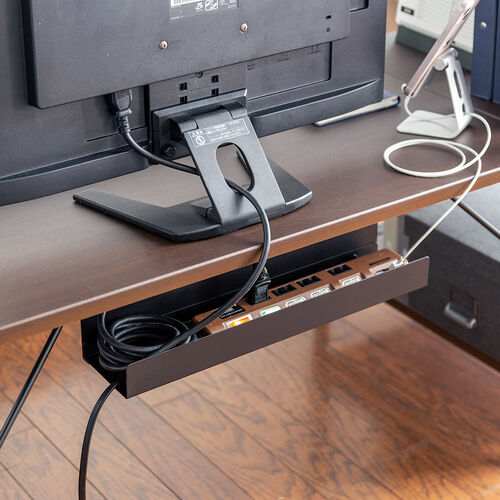 ローデスク（高さ調整・収納付き・クランプ対応・シェルフ付き・パソコン・ゲーミング・アジャスタ・ブラウン） DESKL022M