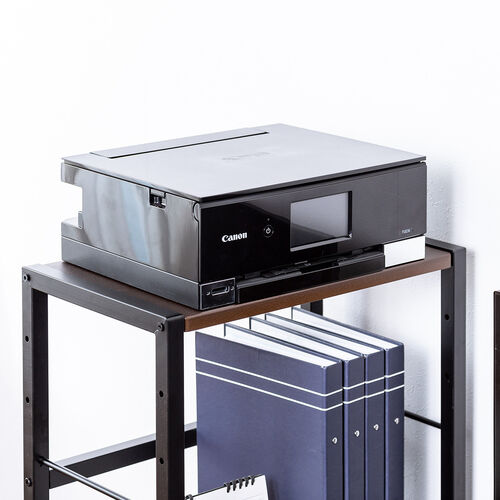 ローデスク（高さ調整・収納付き・クランプ対応・シェルフ付き・パソコン・ゲーミング・アジャスタ・ブラウン） DESKL022M