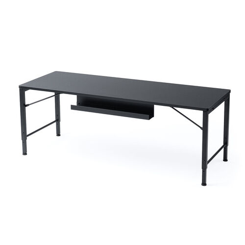 ローデスク ローテーブル 高さ調整 5段階調整 幅120cm 奥行45cm タップ受け パソコンデスク パソコンテーブル ゲーミング ブラック