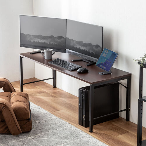 ローデスク（ローテーブル・高さ調整・5段階調整・幅120cm・奥行45cm・タップ受け・パソコンデスク・パソコンテーブル・ゲーミング・ブラウン）