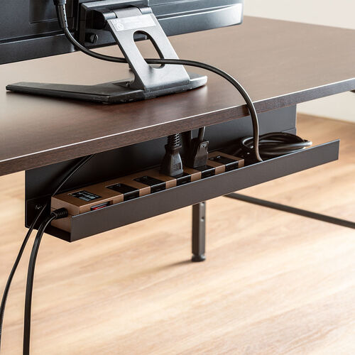 ローデスク（ローテーブル・高さ調整・5段階調整・幅120cm・奥行45cm・タップ受け・パソコンデスク・パソコンテーブル・ゲーミング・ブラウン）