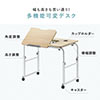 昇降式パソコンデスク（手動昇降・脚幅伸縮・傾斜変更可能・カップホルダー・多機能・W80×D60cm・薄い木目）