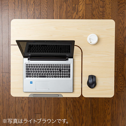 昇降式パソコンデスク（手動昇降・脚幅伸縮・傾斜変更可能・カップ