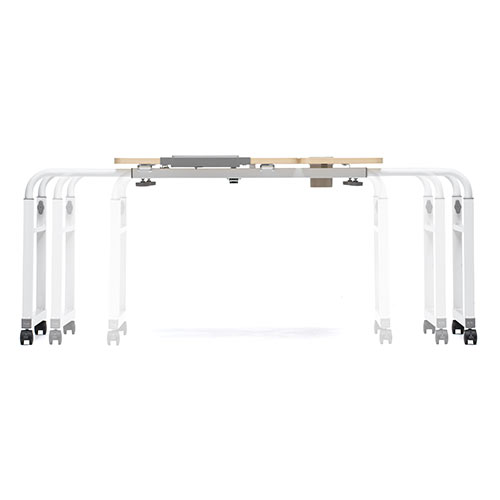 昇降式パソコンデスク（手動昇降・脚幅伸縮・傾斜変更可能・カップホルダー・多機能・W120×D60cm・薄い木目）